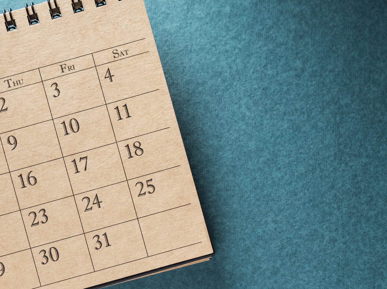 Calendar.On Blank Desk.